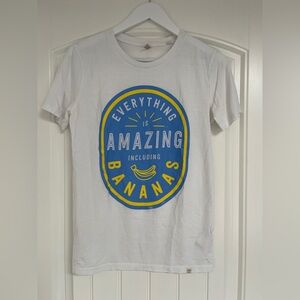 White Graphic Tee “Everything is amazing including bananas”
